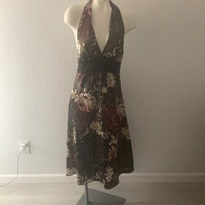 Honey Punch black multi colored halter dress. Size M.